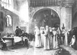 Le maréchal Lannes au couvent des soeurs anglaises à Saint-Polten. Photgravure d'après un tableau de Dawant.