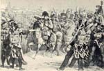 Napoléon Ier harangue le 2ème corps de la Grande Armée sur le pont de Lech, à Augsbourg le 12 octobre 1805. 